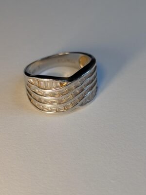 Vintage Sterling Silver ELANZA 5 Row Wave Ring | Size O | 925 Silver