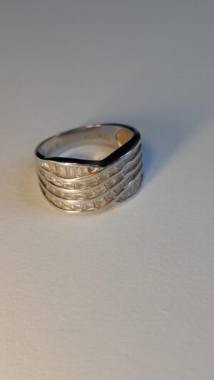 Vintage Sterling Silver ELANZA 5 Row Wave Ring | Size O | 925 Silver
