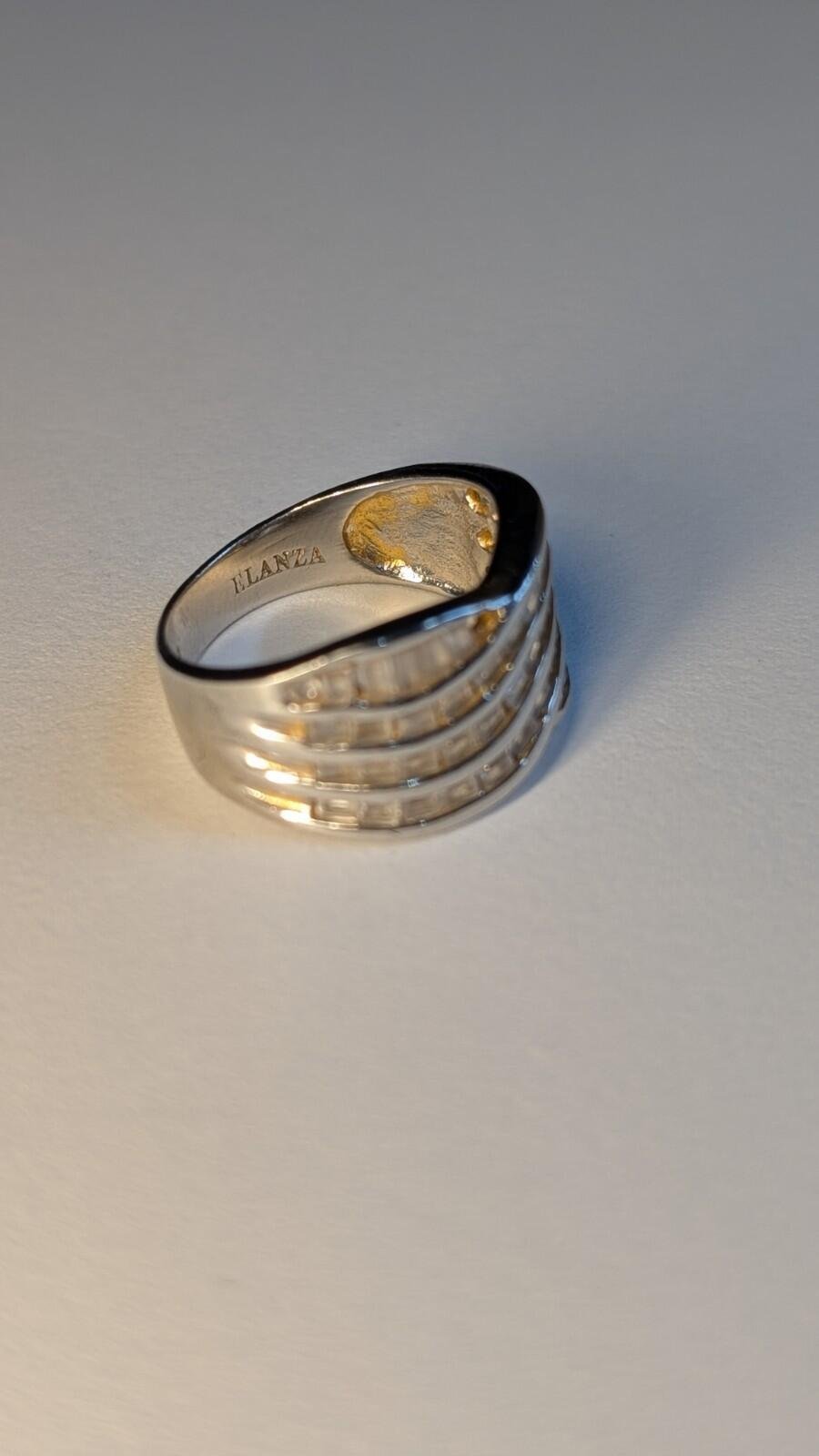 Vintage Sterling Silver ELANZA 5 Row Wave Ring | Size O | 925 Silver - Image 5