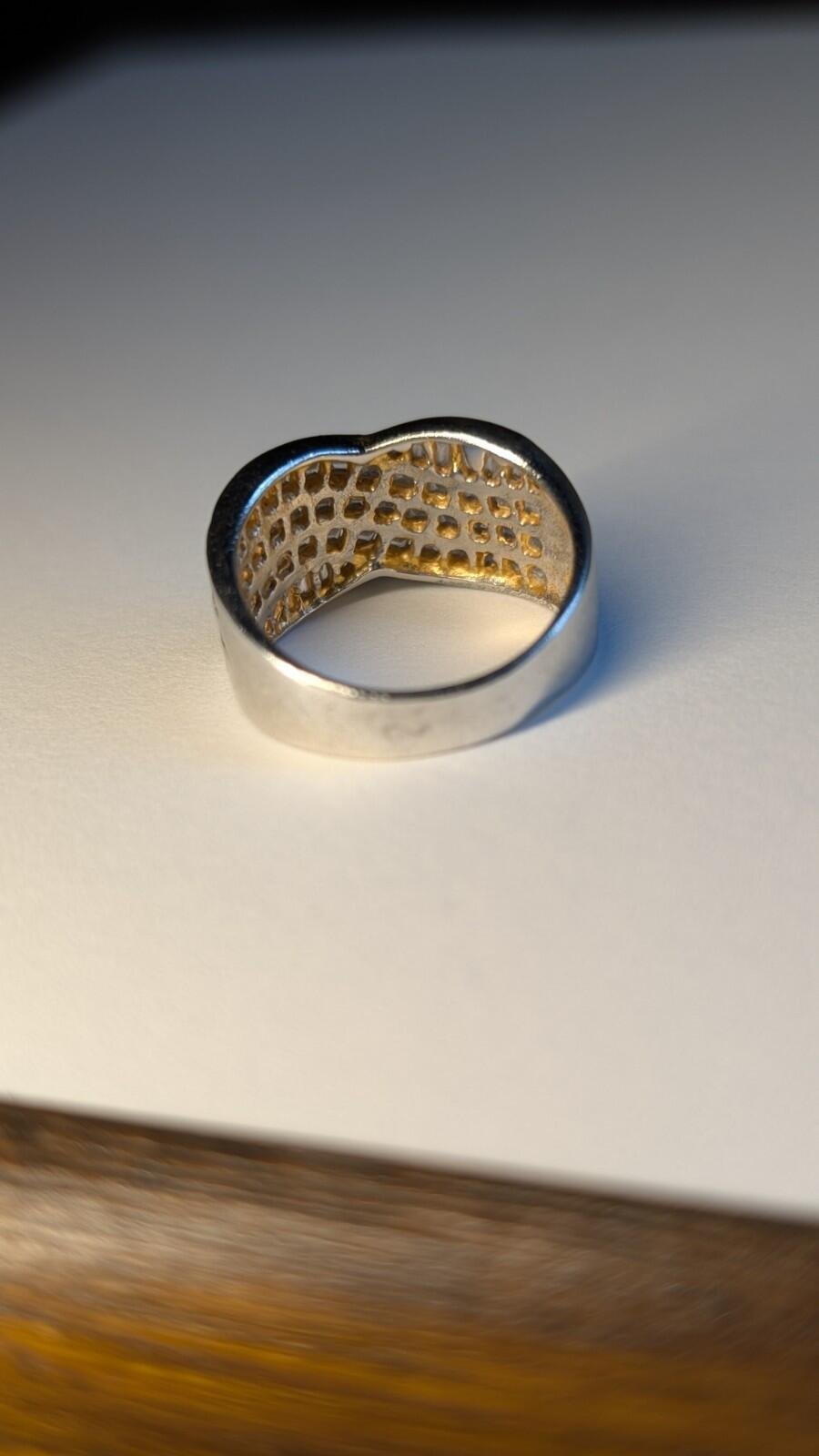 Vintage Sterling Silver ELANZA 5 Row Wave Ring | Size O | 925 Silver - Image 6