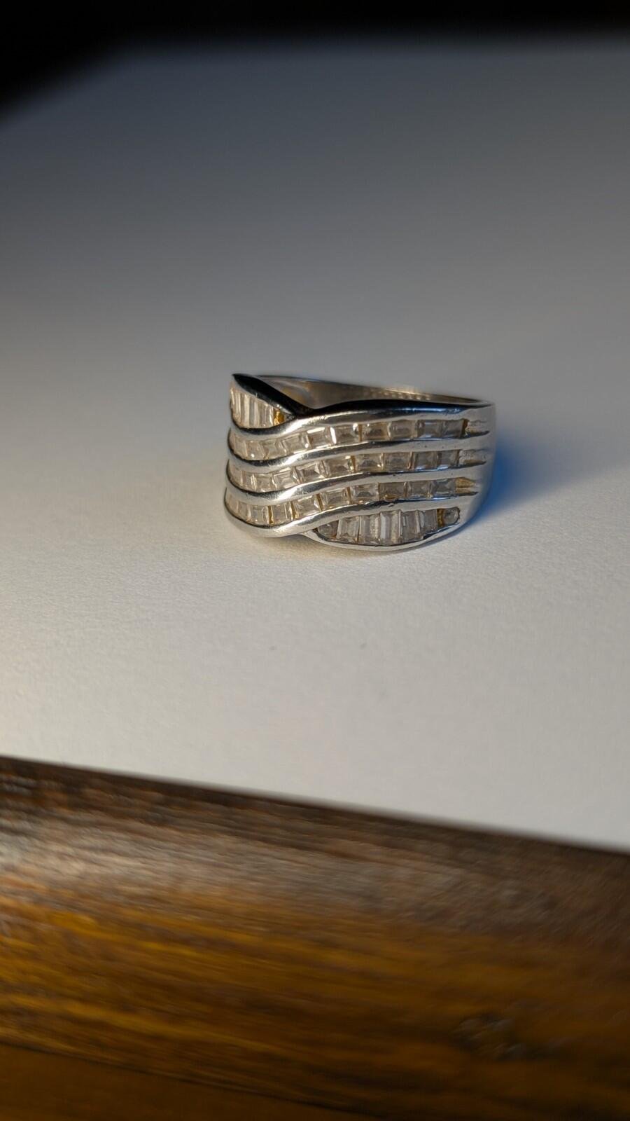 Vintage Sterling Silver ELANZA 5 Row Wave Ring | Size O | 925 Silver - Image 7