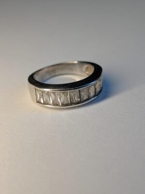 Vintage Sterling Silver Baguette Channel Set Ring | Size M 1/2 | 925 Silver