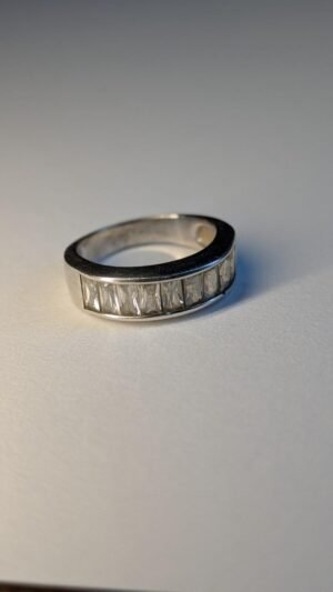 Vintage Sterling Silver Baguette Channel Set Ring | Size M 1/2 | 925 Silver