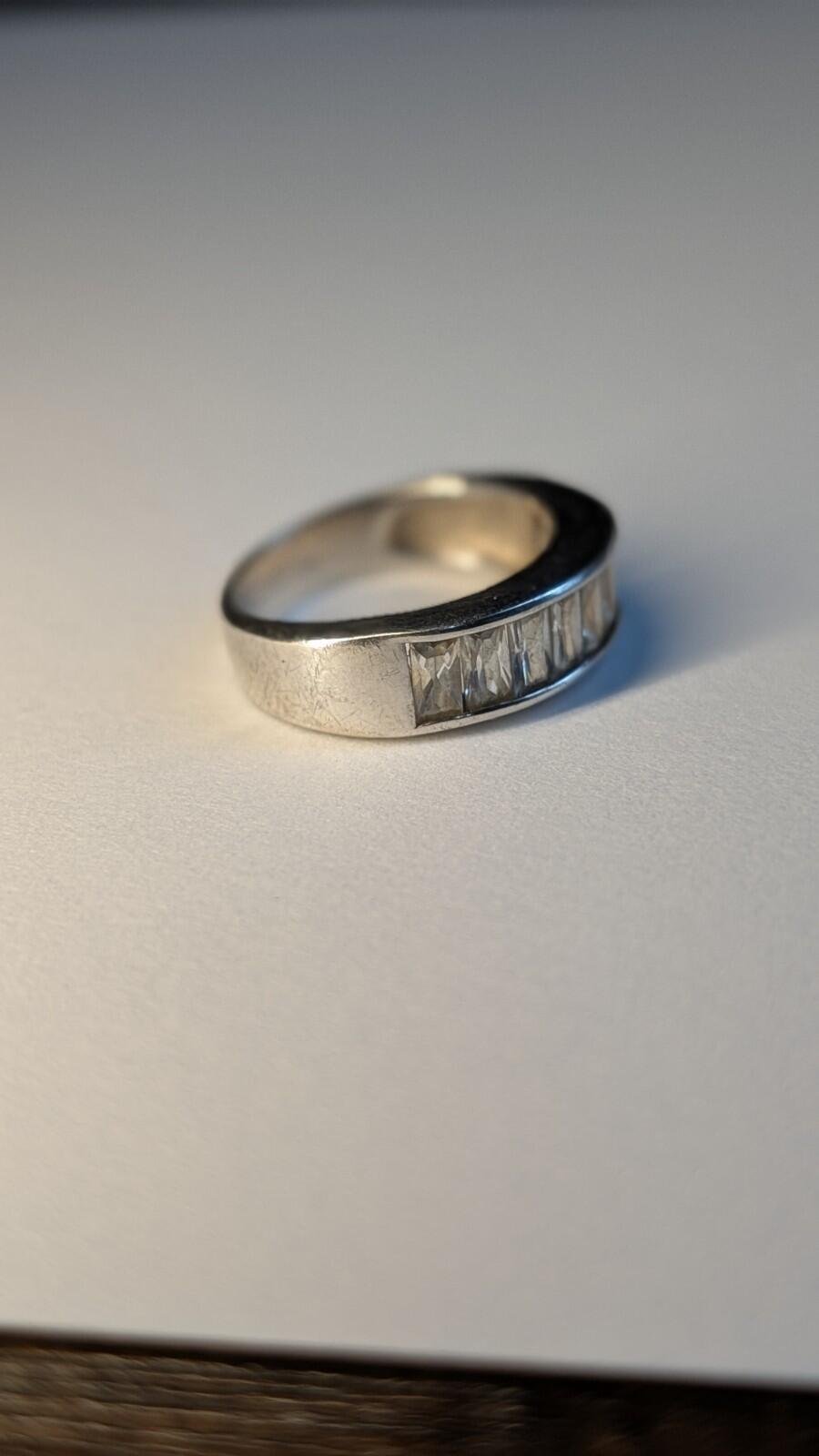 Vintage Sterling Silver Baguette Channel Set Ring | Size M 1/2 | 925 Silver - Image 2