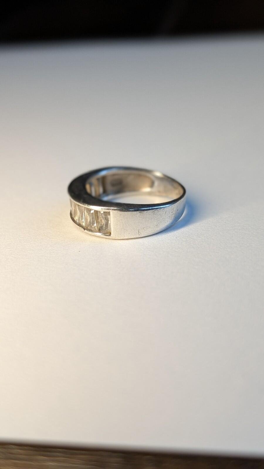 Vintage Sterling Silver Baguette Channel Set Ring | Size M 1/2 | 925 Silver - Image 3