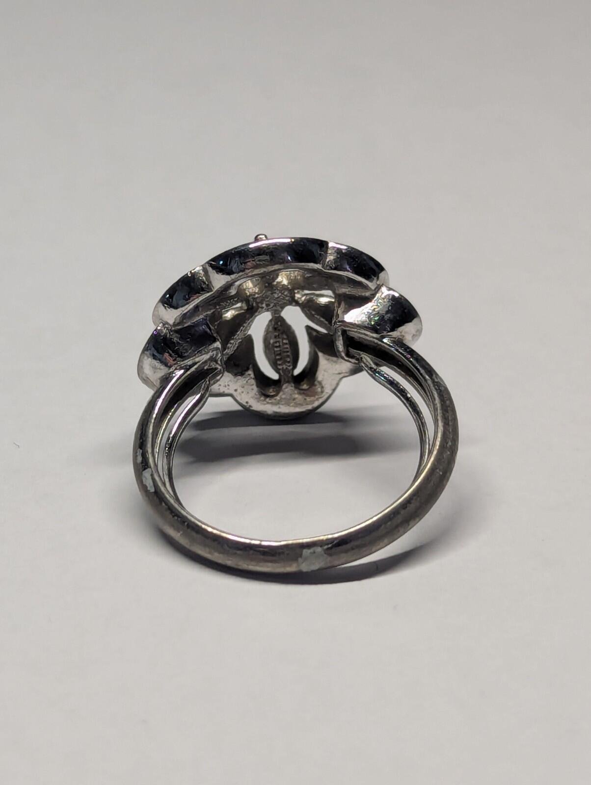 Vintage Costume Jewellery Blue And Clear Gemstones Ring | Size N 1/2 - Image 5