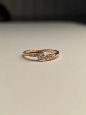 Costume Jewellery Rose Gold Tone With CZ Stones Ring Size R 1/2