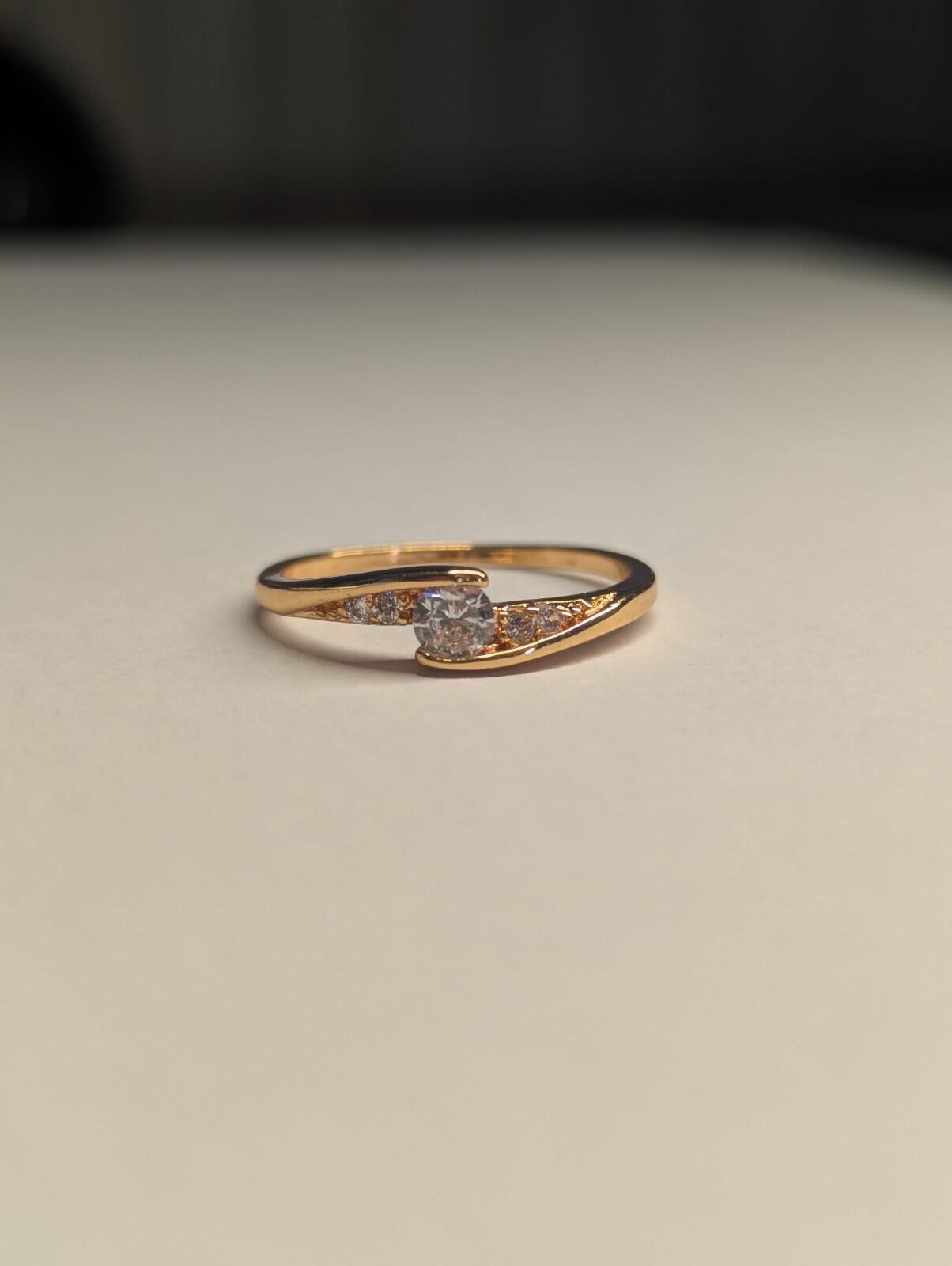 Costume Jewellery Rose Gold Tone With CZ Stones Ring Size R 1/2