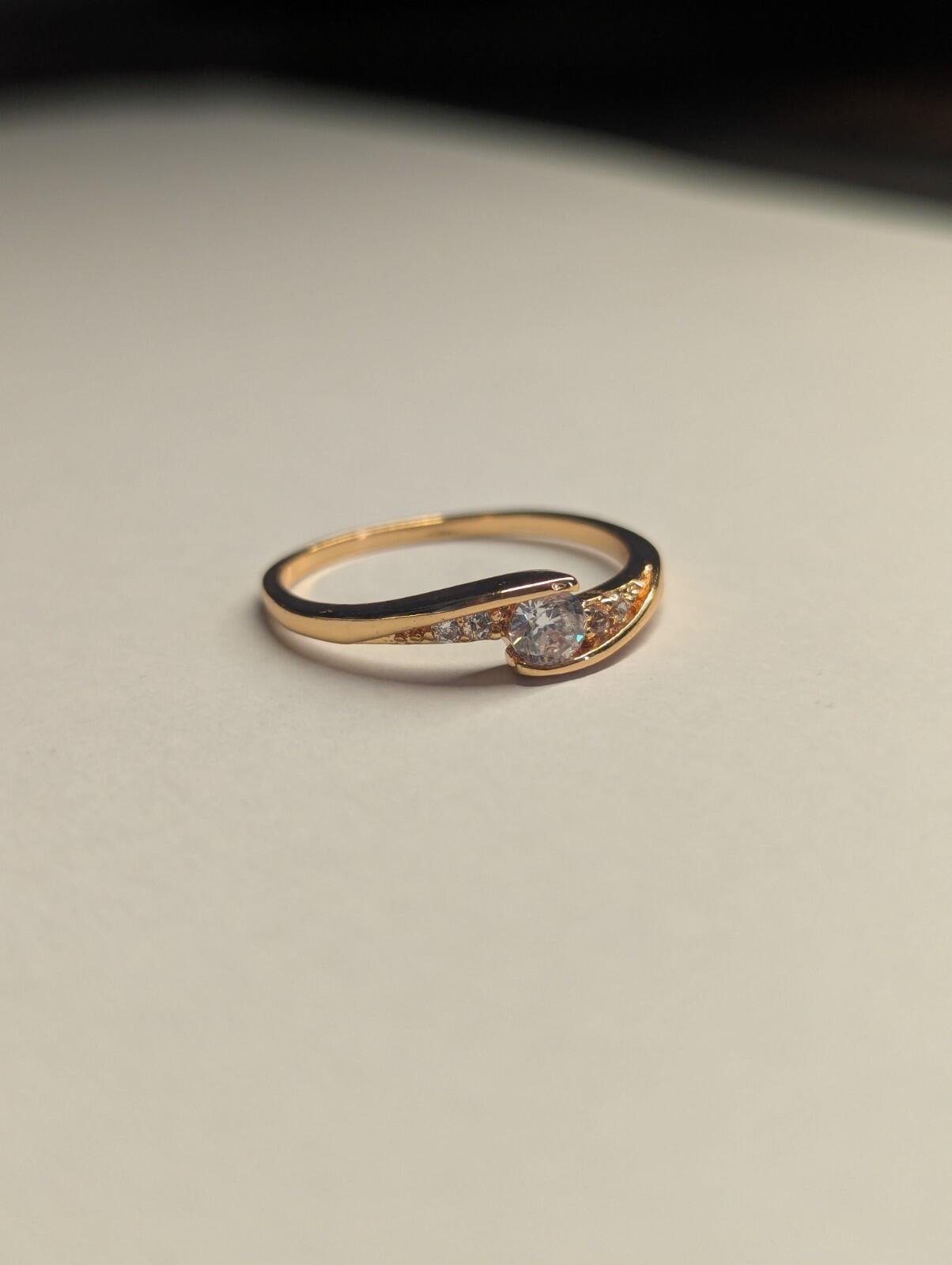Costume Jewellery Rose Gold Tone With CZ Stones Ring Size R 1/2 - Image 3