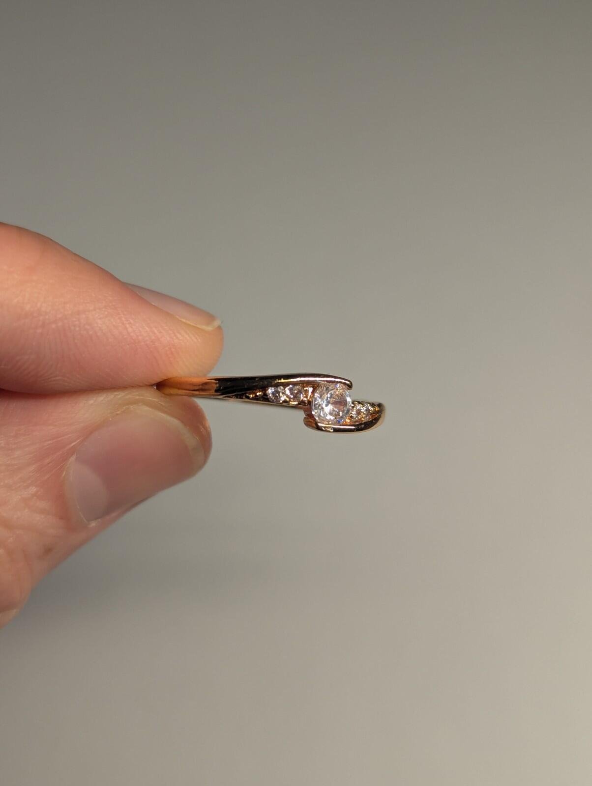 Costume Jewellery Rose Gold Tone With CZ Stones Ring Size R 1/2 - Image 4