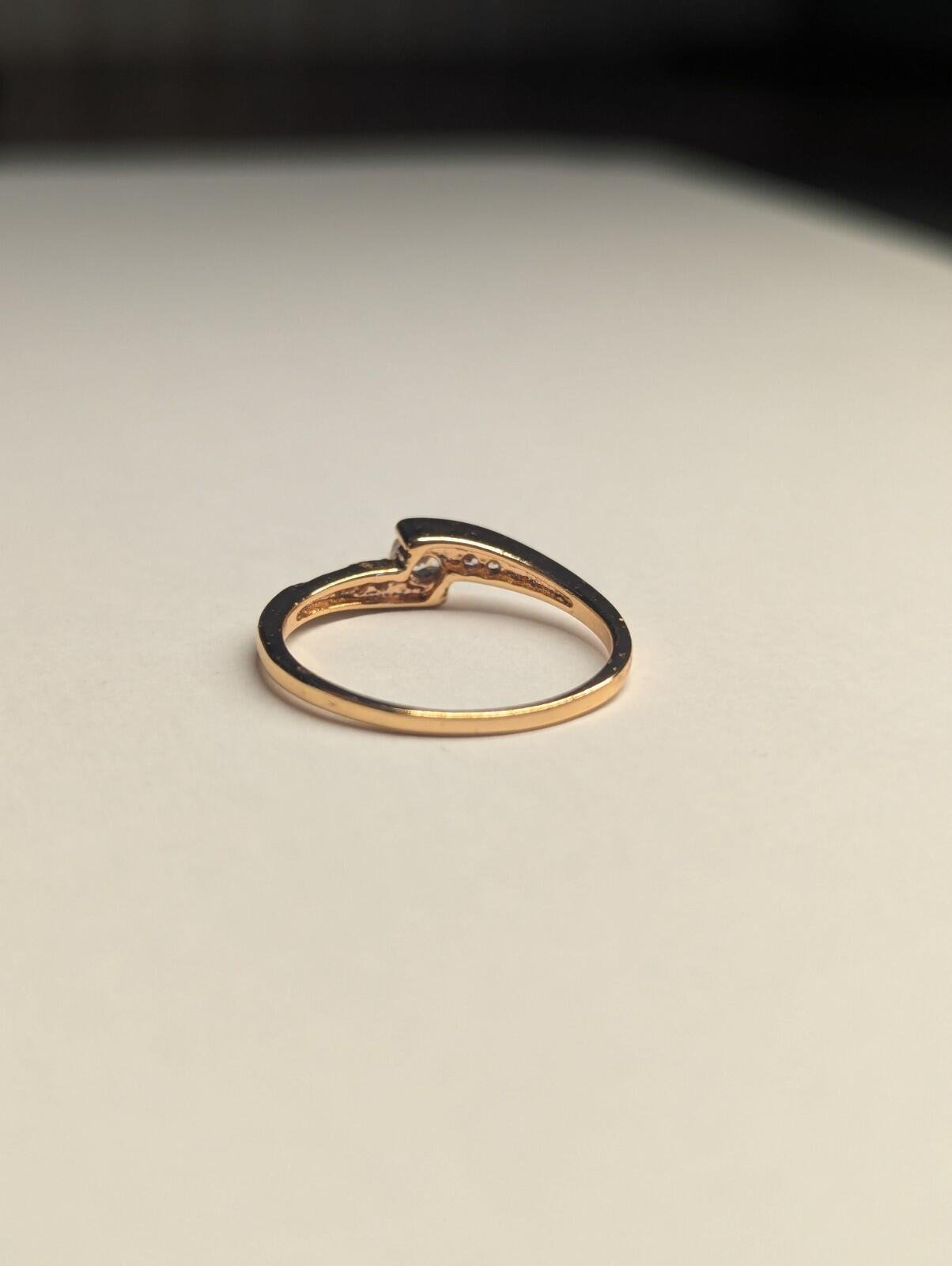 Costume Jewellery Rose Gold Tone With CZ Stones Ring Size R 1/2 - Image 6