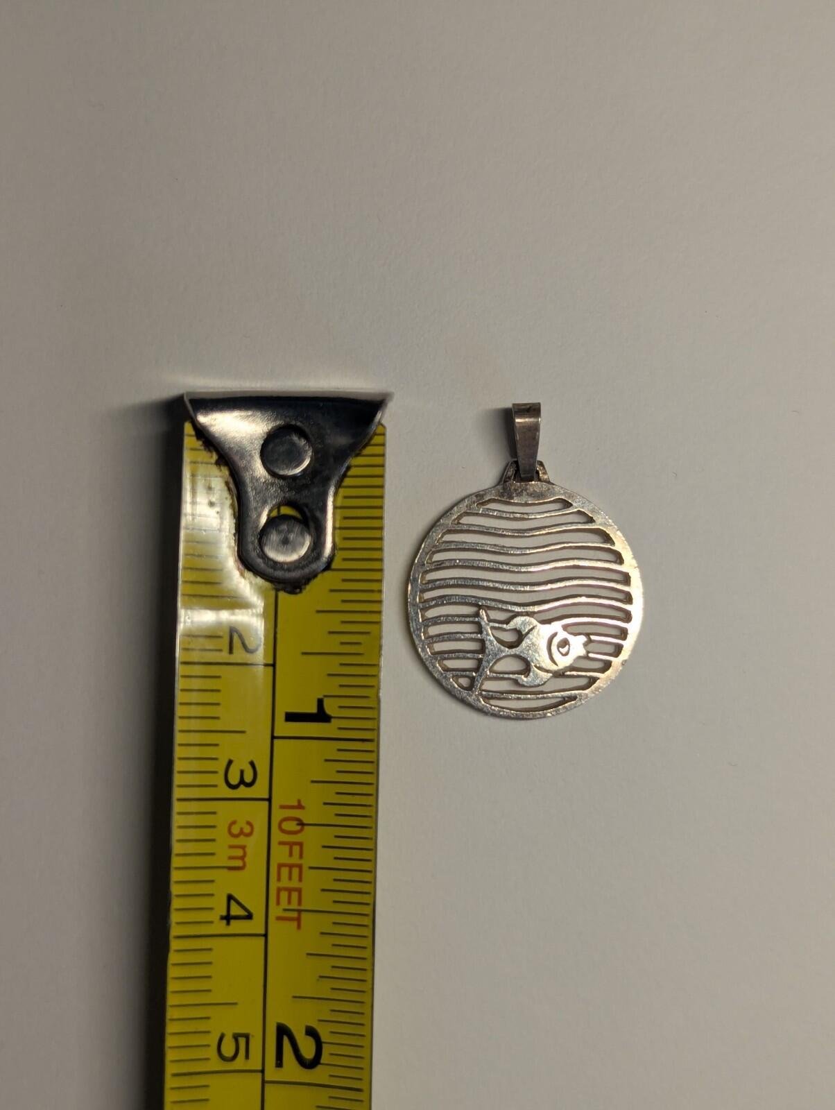 Vintage Sterling Silver Fish And Ocean Pendant | 925 Silver - Image 5