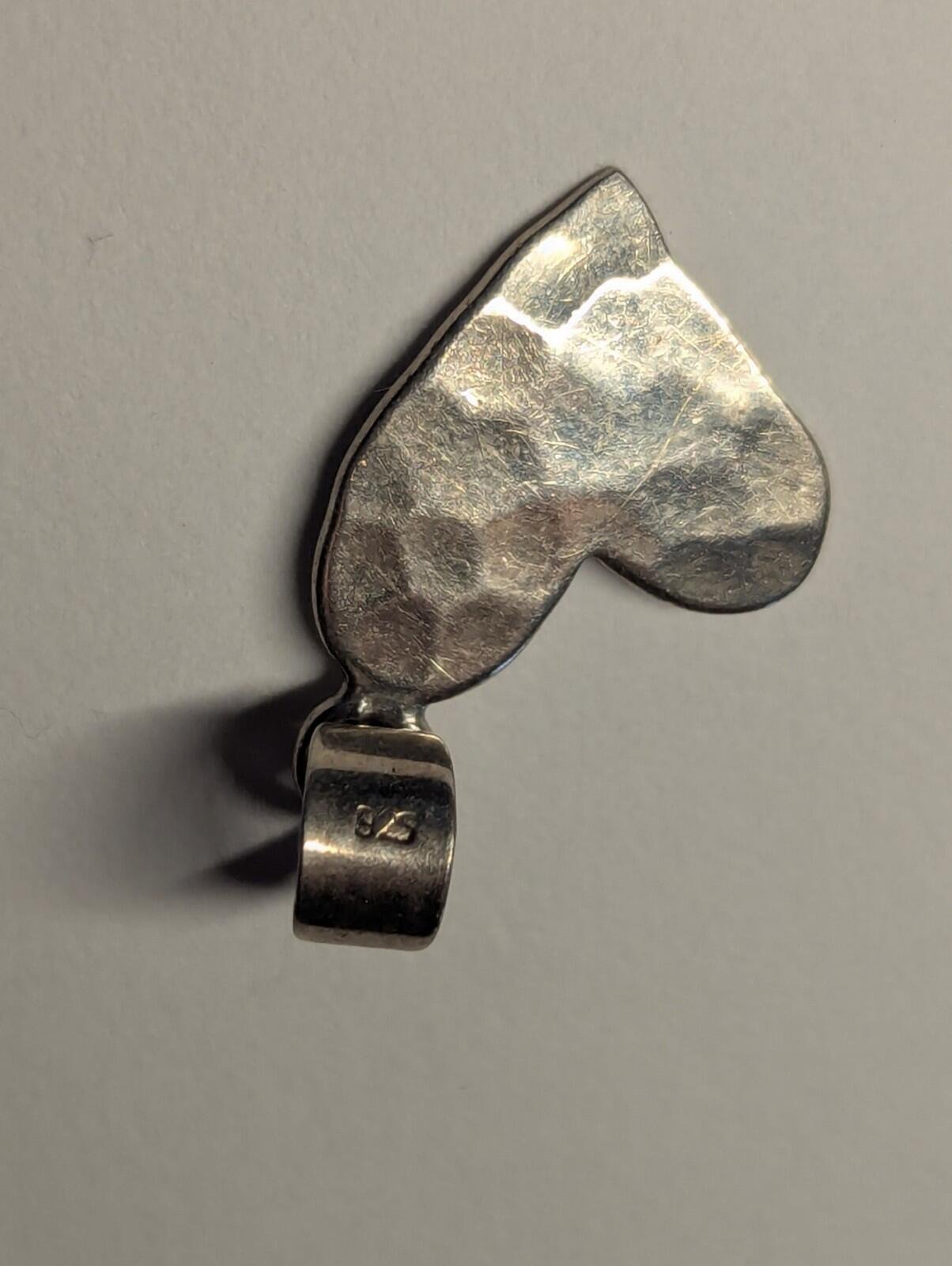 Vintage Sterling Silver Hand Hammered Heart Pendant | 925 Silver - Image 3