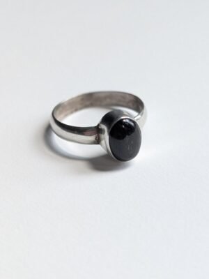 Vintage Sterling Silver Grey Cats Eye Ring | Size P | 925 Silver