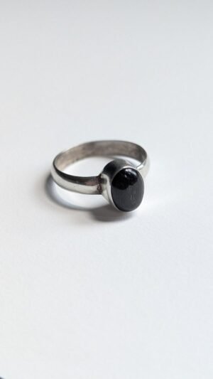 Vintage Sterling Silver Grey Cats Eye Ring | Size P | 925 Silver