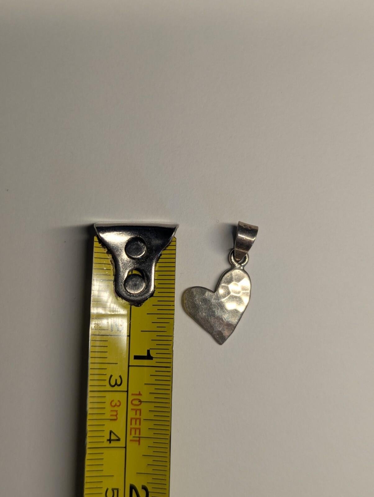 Vintage Sterling Silver Hand Hammered Heart Pendant | 925 Silver - Image 5