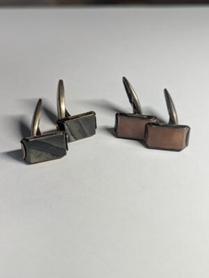 Vintage/Antique Russian .875 Silver Mens Gemstone Gold Tone Cufflinks. 2 Sets.