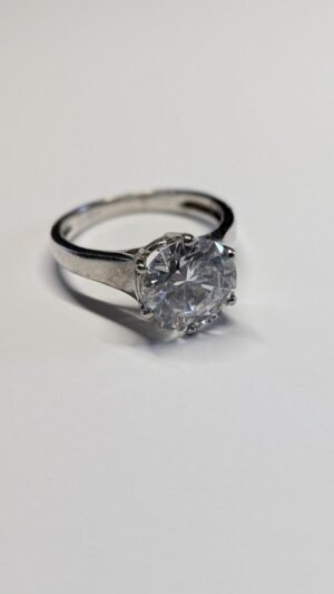 Vintage Sterling Silver DQCZ Solitaire Ring | Size 0 1/2 | 925 Silver