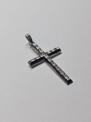 Vintage Sterling Silver Ripple Design Christian Cross | 925 Silver