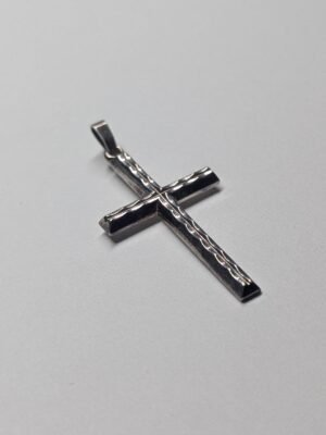 Vintage Sterling Silver Ripple Design Christian Cross | 925 Silver