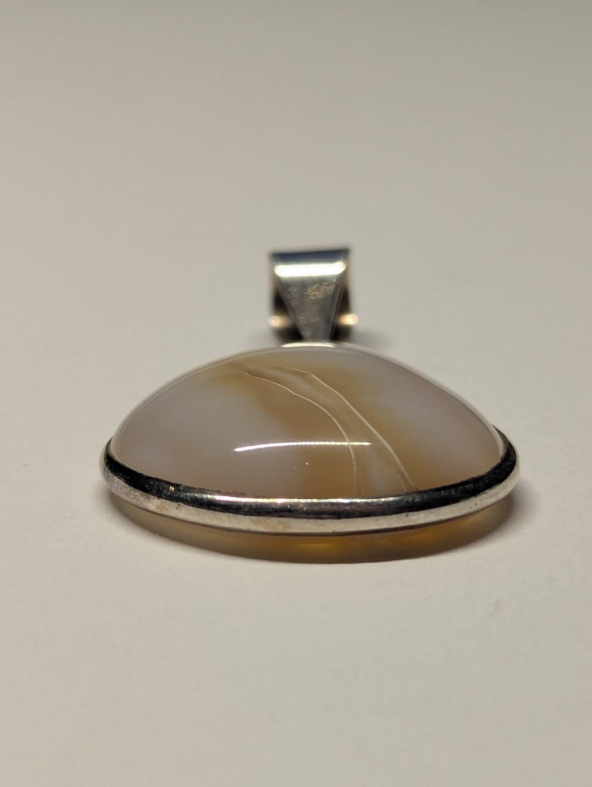 Vintage Sterling Silver Teardrop Agate Pendant | 925 Silver - Image 4