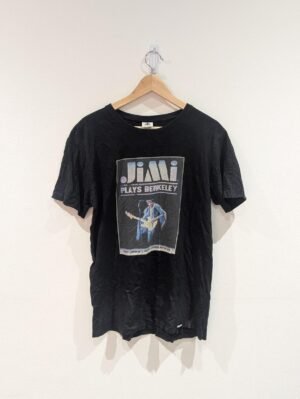 Vintage Style Jimi Hendrix Plays Berkley 1970 Black T Shirt Size Medium
