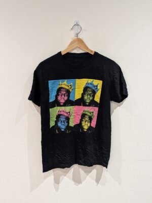 Vintage Style The Notorious B.I.G 4 Face Black T Shirt Size Medium