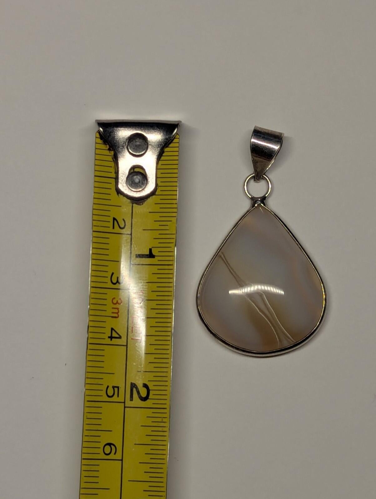 Vintage Sterling Silver Teardrop Agate Pendant | 925 Silver - Image 7