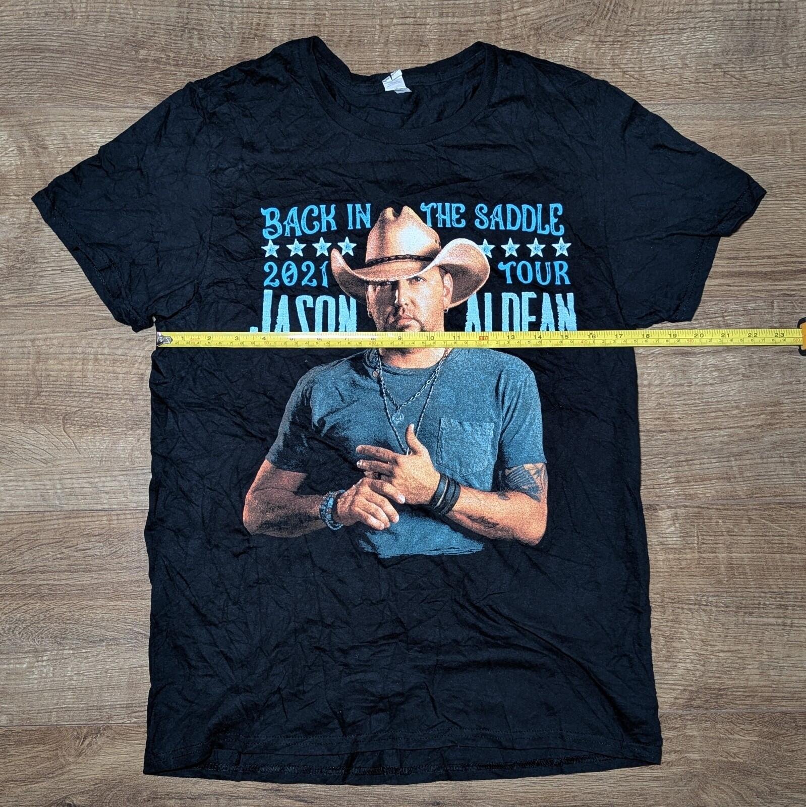 Vintage Style Jason Aldean Back In The Saddle Tour T Shirt Size Medium - Image 3