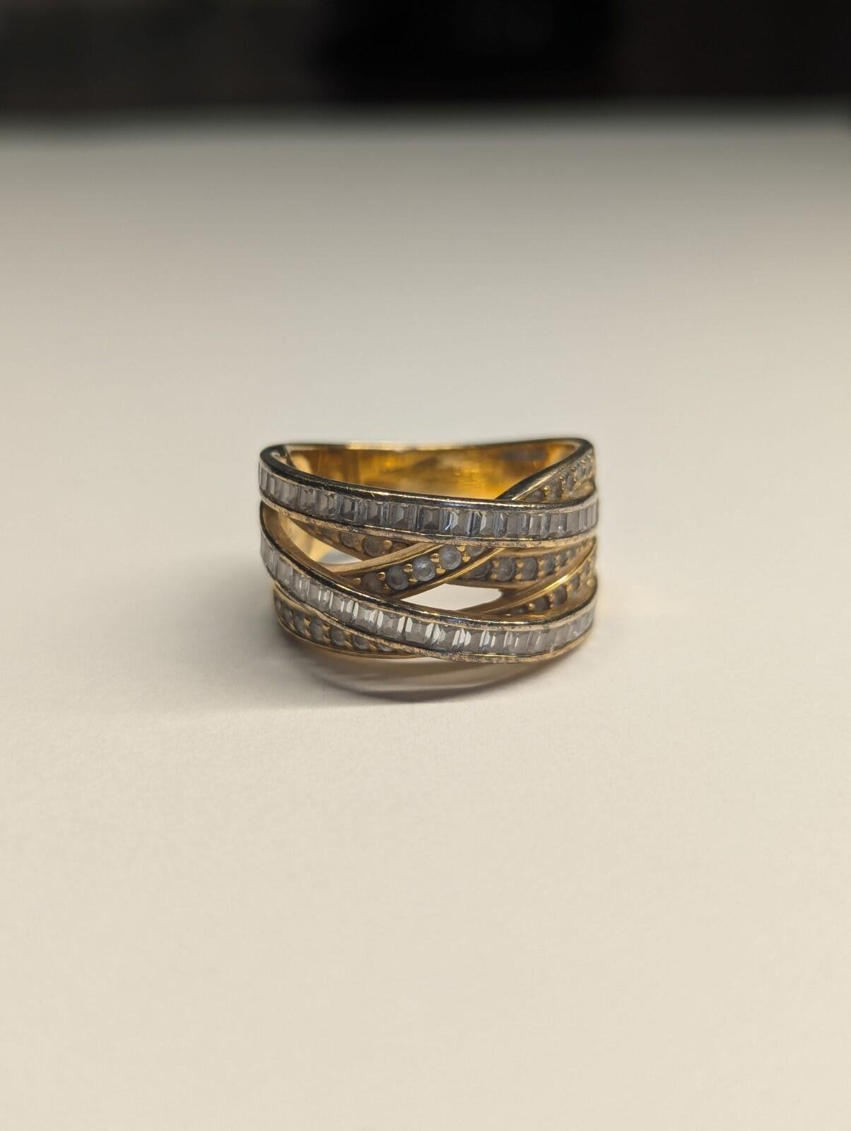Vintage Sterling Silver Gold Tone DQCZ Ring | Size P | 925 Silver - Image 2