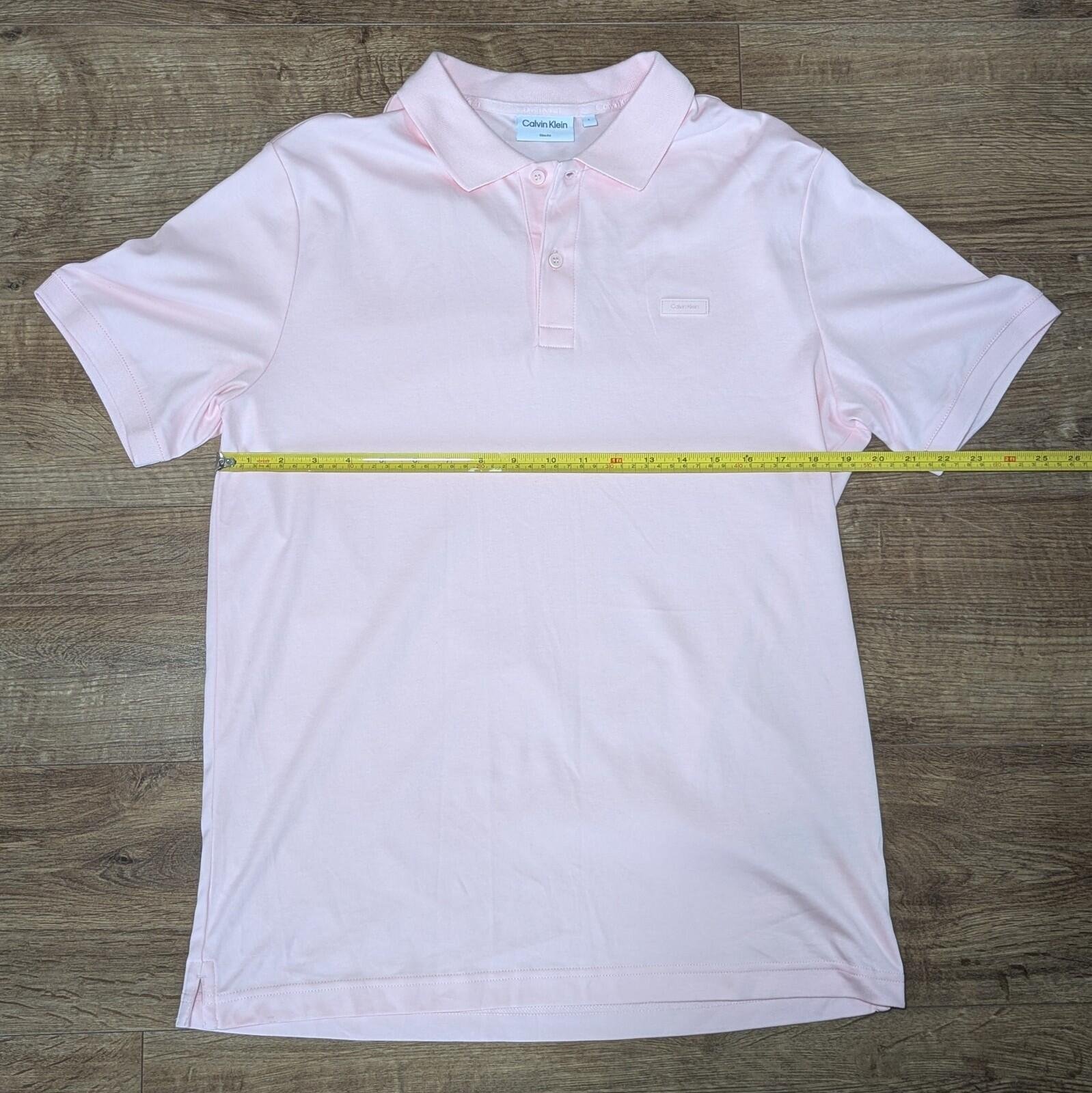 Calvin Klein Smooth Cotton Slim Polo Shirt in Marys Rose | Size Large - Image 6