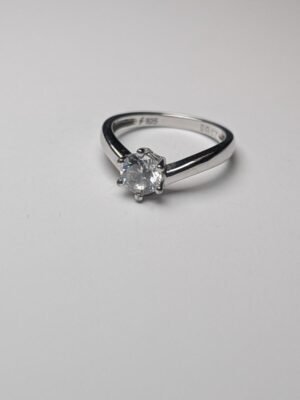 Vintage Sterling Silver Solitaire Wishbone Gemstone Ring | Size N 1/2 | 925
