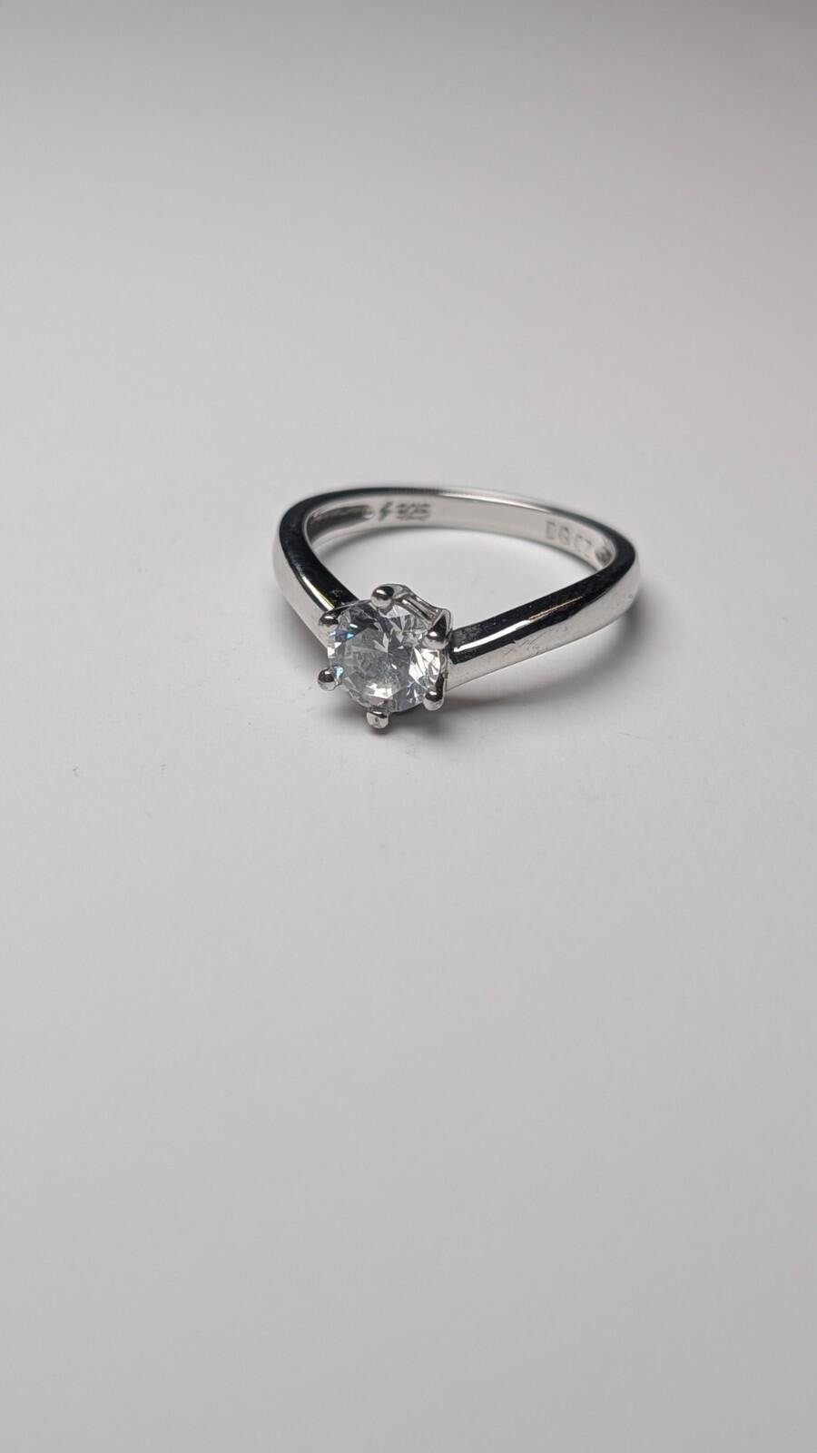 Vintage Sterling Silver Solitaire Wishbone Gemstone Ring | Size N 1/2 | 925