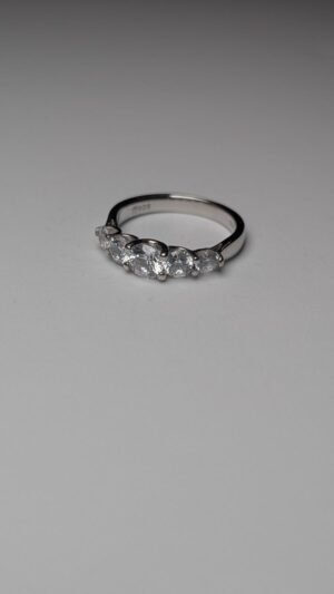 Vintage Sterling Silver 5 Stone DQCZ Ring | Size M 1/2 | 925 Silver