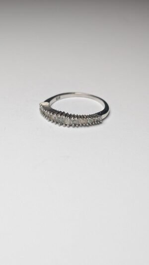 Vintage Sterling Silver Clear Gemstones Baguette Ring | Size M 1/2 | 925 Silver