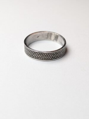 Vintage Sterling Silver Weave Patterned Band Ring | Size R 1/2 | 925 Silver