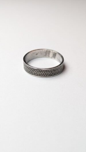 Vintage Sterling Silver Weave Patterned Band Ring | Size R 1/2 | 925 Silver