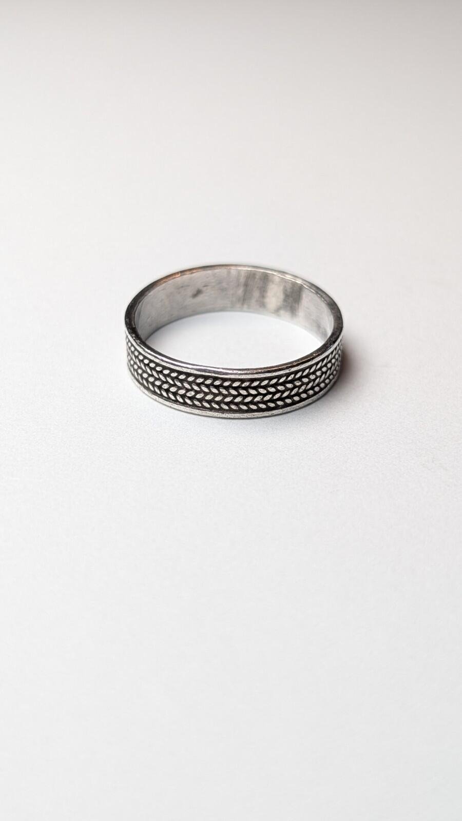 Vintage Sterling Silver Weave Patterned Band Ring | Size R 1/2 | 925 Silver