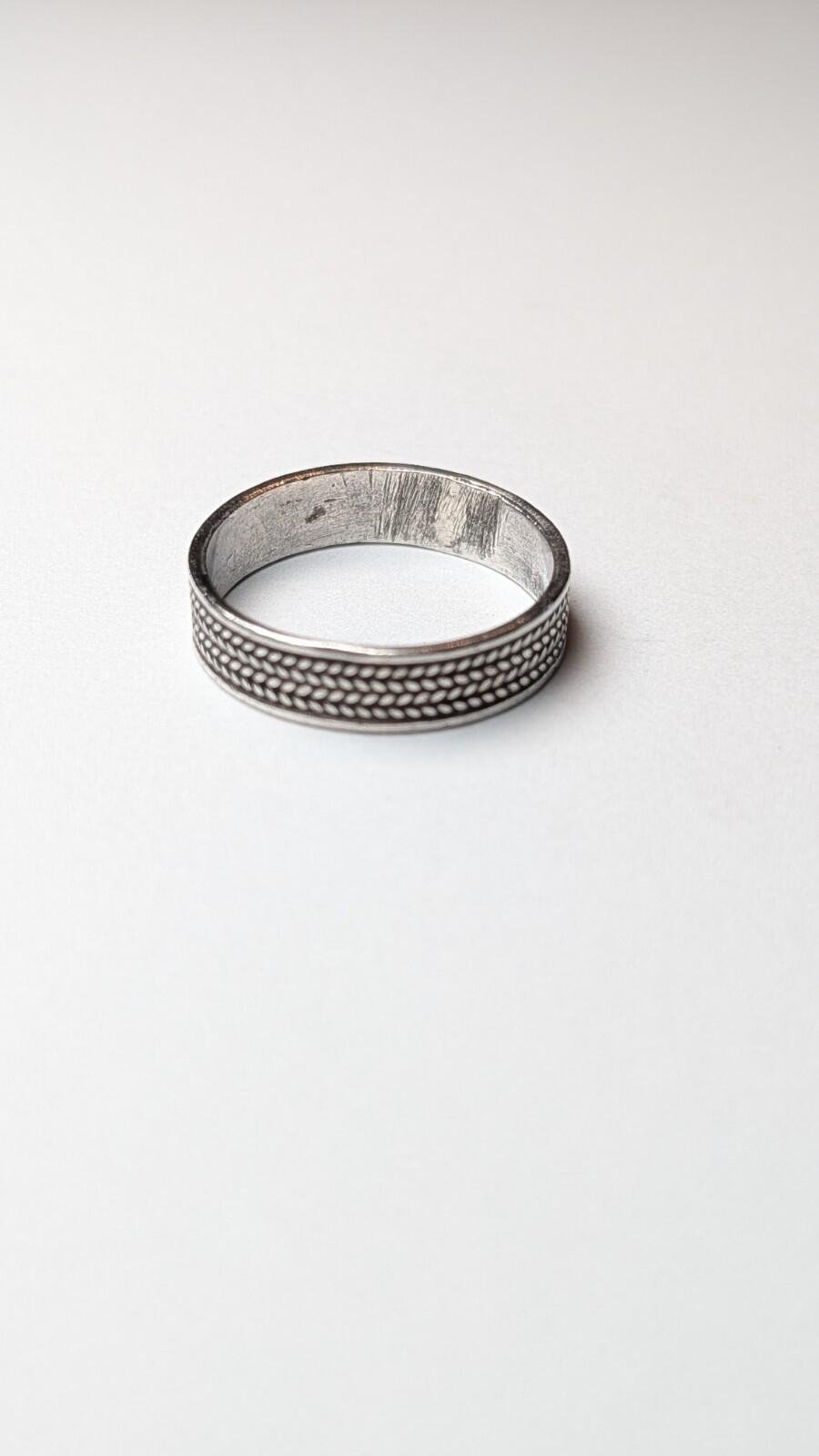 Vintage Sterling Silver Weave Patterned Band Ring | Size R 1/2 | 925 Silver - Image 4