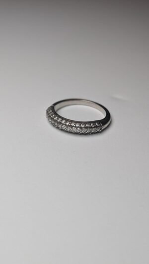 Vintage Sterling Silver CZ 3 Row Cluster Ring | Size N 1/2 | 925 Silver