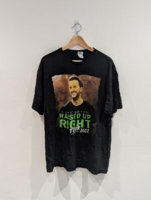 Vintage Style Luke Bryan Raised Up Right Tour 2022 Black T Shirt Extra Large