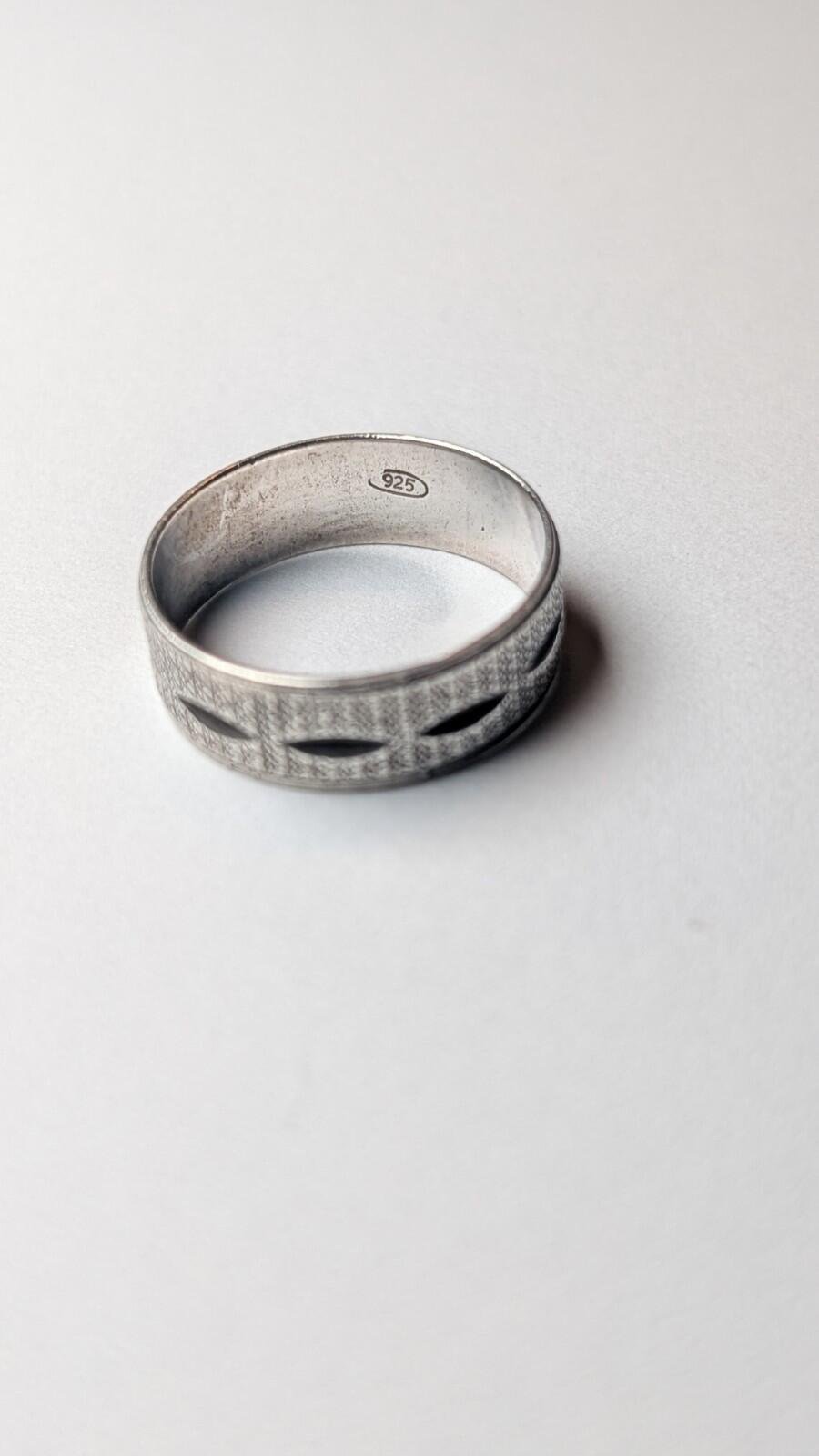 Vintage Sterling Silver Textured Band | Size N 1/2 | 925 Silver - Image 2
