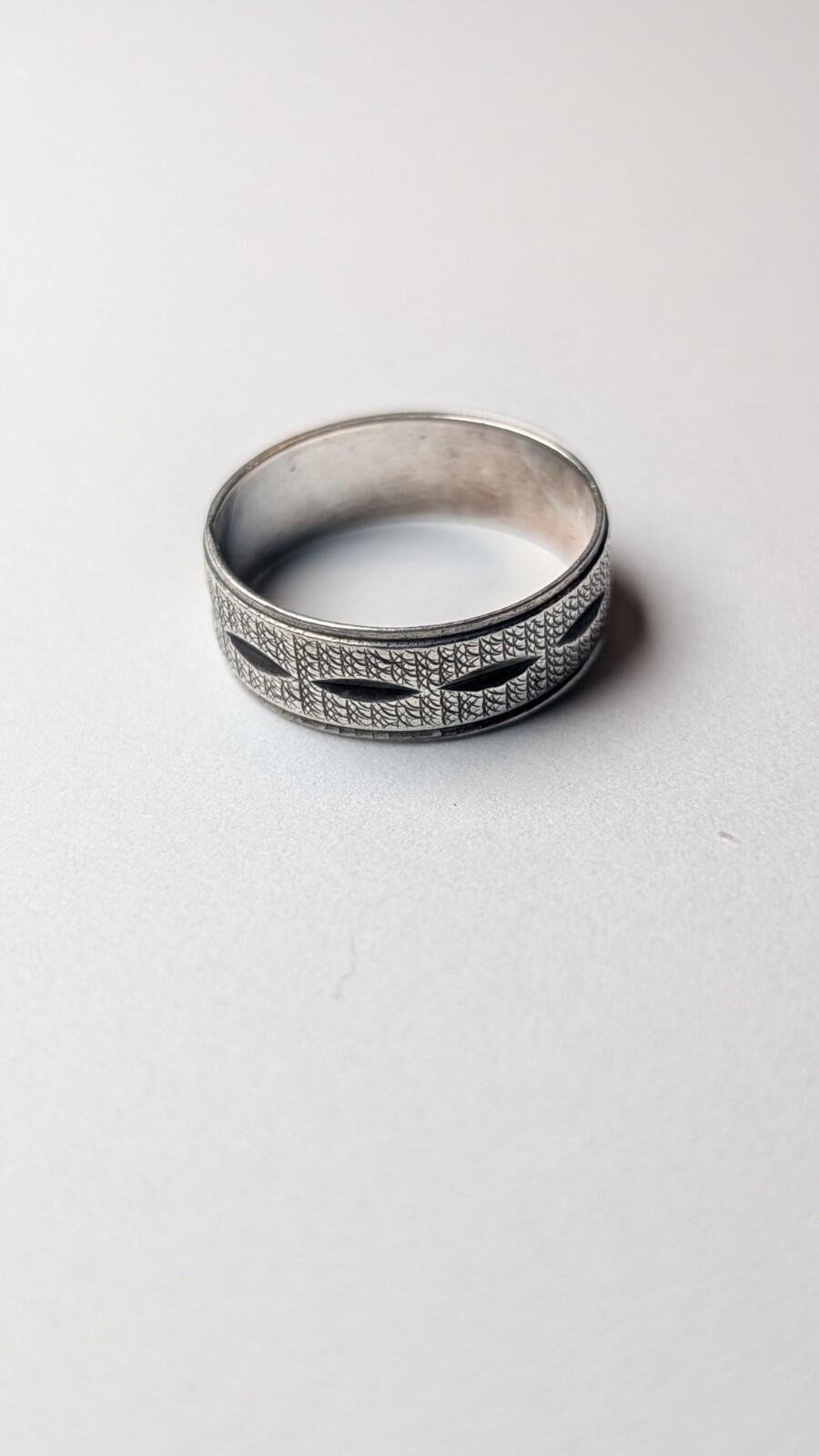 Vintage Sterling Silver Textured Band | Size N 1/2 | 925 Silver - Image 5