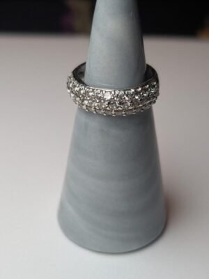 Vintage Sterling Silver CZ 3 Row Cluster Ring | Size M | 925 Silver