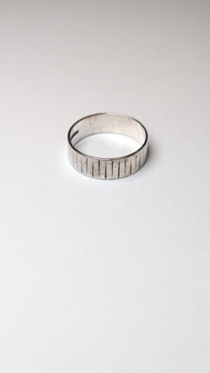 Vintage Sterling Silver Textured Tree Band | Size O | 925 Silver
