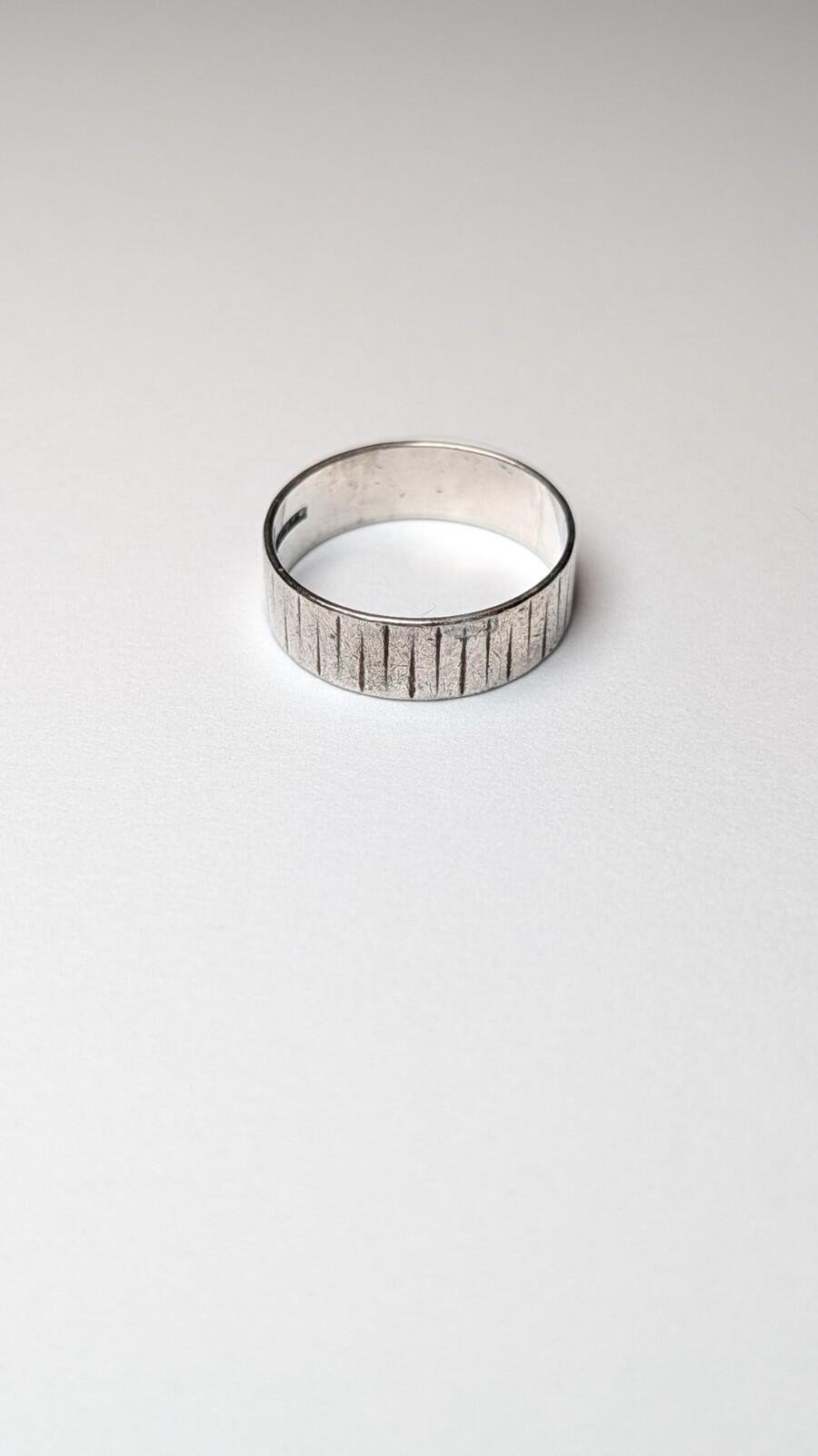 Vintage Sterling Silver Textured Tree Band | Size O | 925 Silver