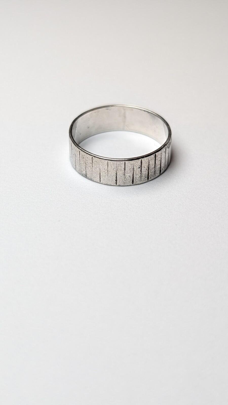 Vintage Sterling Silver Textured Tree Band | Size O | 925 Silver - Image 3