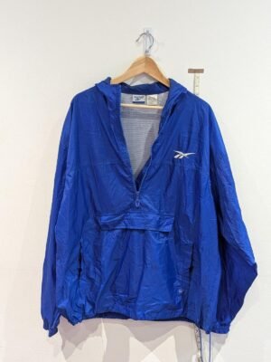 Vintage Blue Reebok Mens Windbreaker Half Zip Logo Size Medium 90s Retro Sports