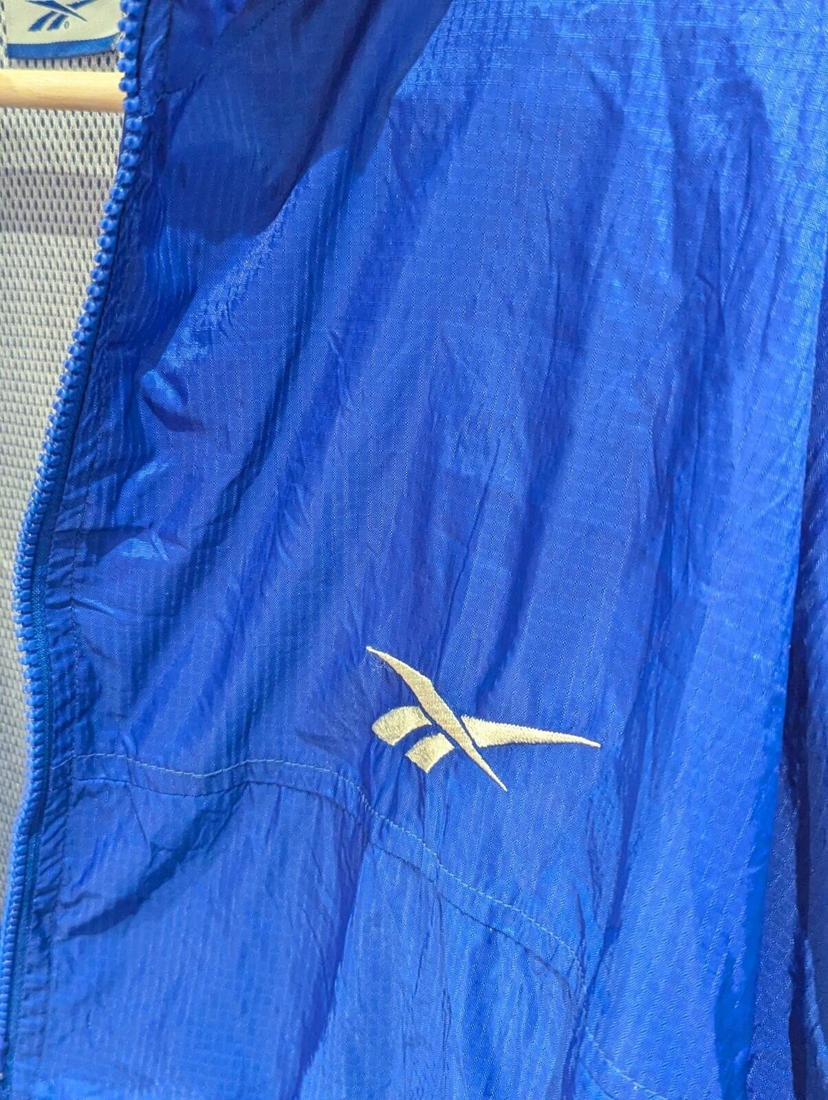 Vintage Blue Reebok Mens Windbreaker Half Zip Logo Size Medium 90s Retro Sports - Image 2