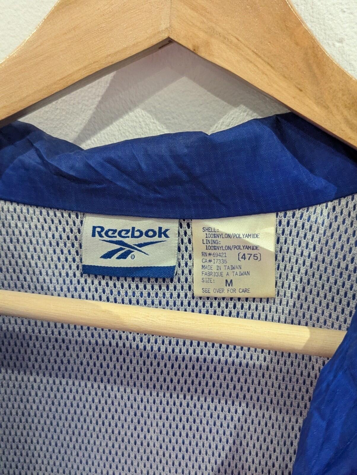 Vintage Blue Reebok Mens Windbreaker Half Zip Logo Size Medium 90s Retro Sports - Image 3